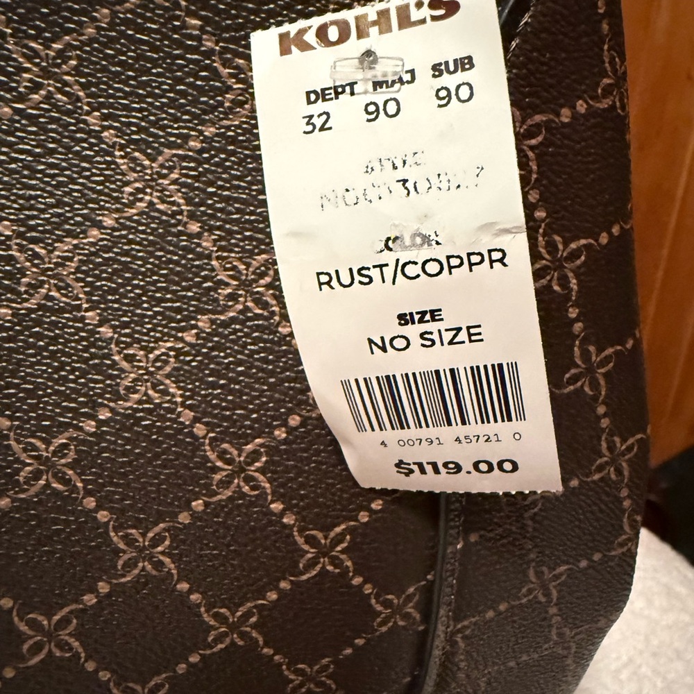 Nine West Dark Brown and Gold Geometric Shoulder Bag - Picture 3 of 8